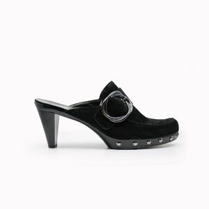 STUART WEITZMAN Suede Clog Mules with Studs Black Size 7.5M